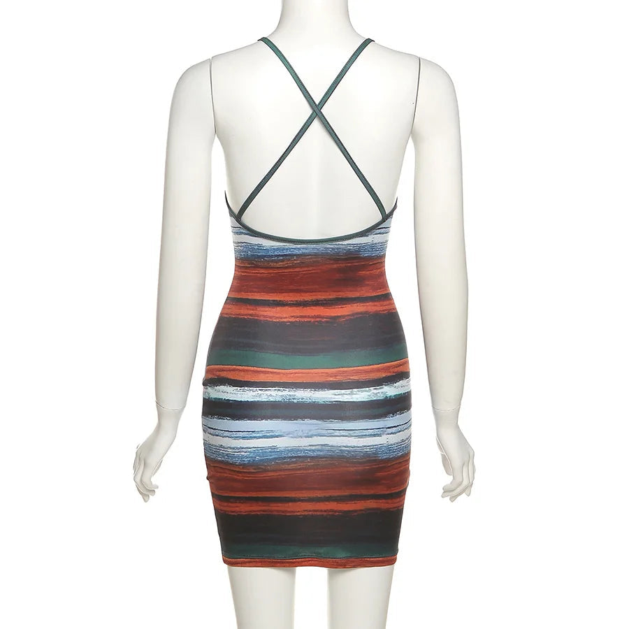 Summer Striped Bodycon Mini Dress