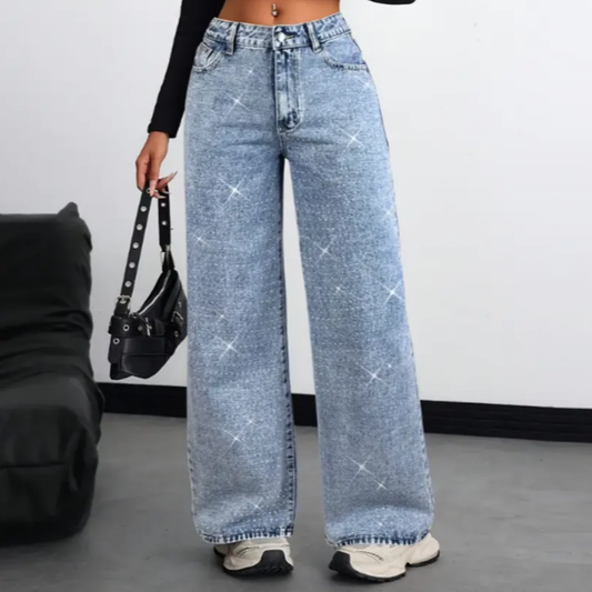 American-Style High street Retro Wide-leg Jeans