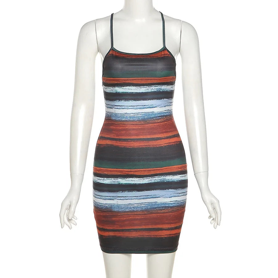 Summer Striped Bodycon Mini Dress