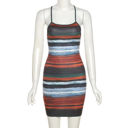 Summer Striped Bodycon Mini Dress