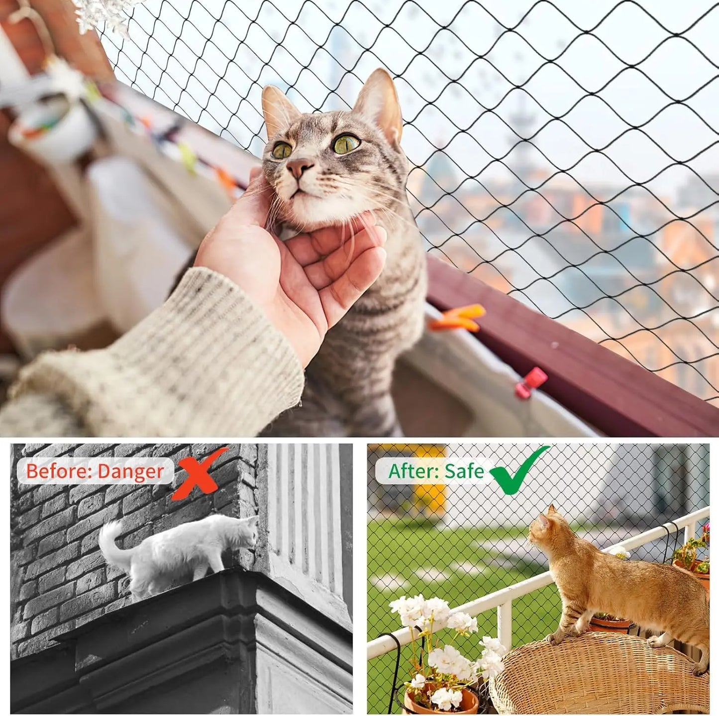 Steel Wire Reinforced Cat Anti-Fall Net