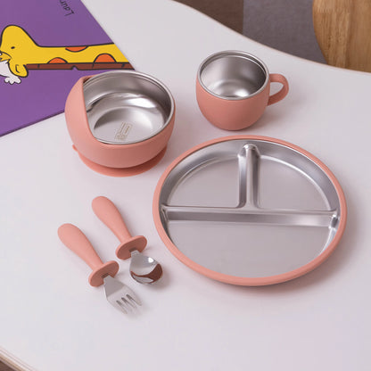 Stainless Steel Dishes Plate Baby Feeding Set