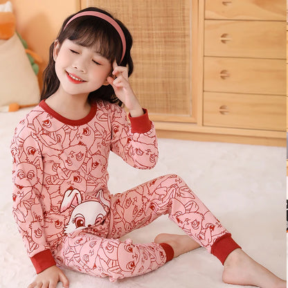 Cartoon Print Long Sleeve T-Shirt Tops + Pants Sets