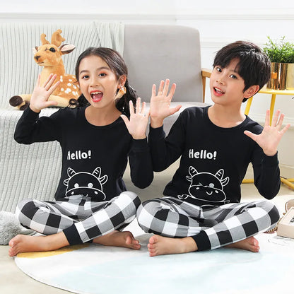 Cartoon Print Long Sleeve T-Shirt Tops + Pants Sets