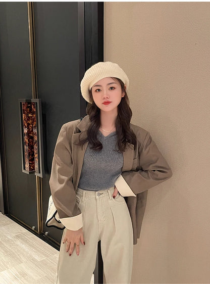 V-neck  Long Sleeve Bodycon Sweater