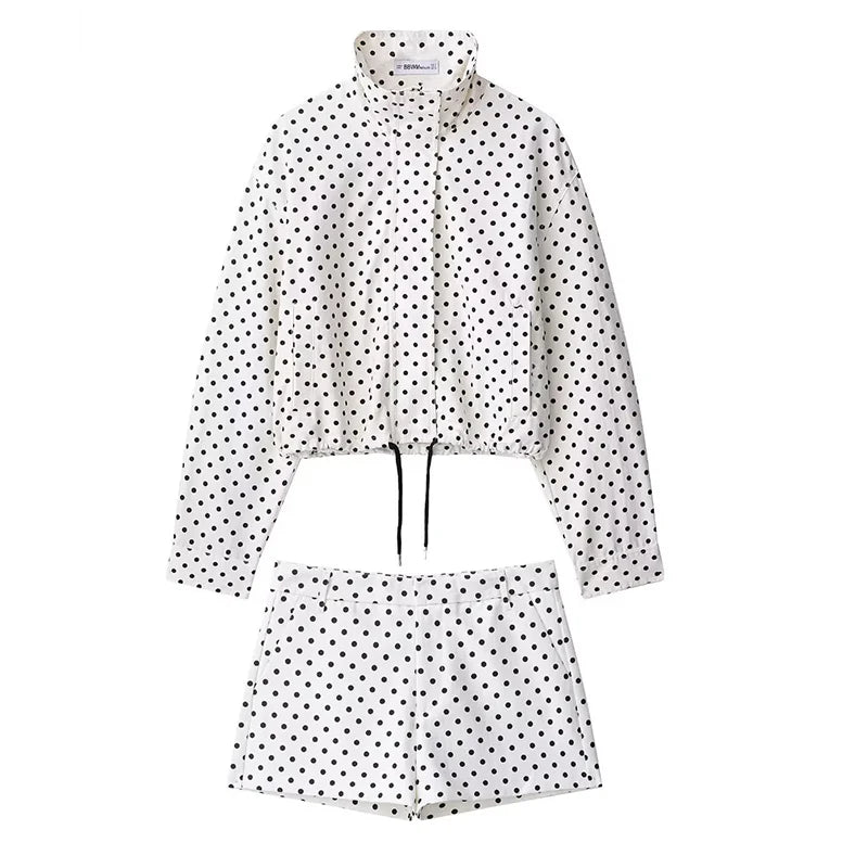 Fashion Polka Dot Shorts Set For Women