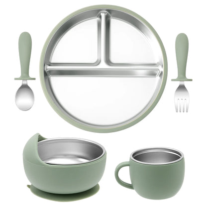 Stainless Steel Dishes Plate Baby Feeding Set