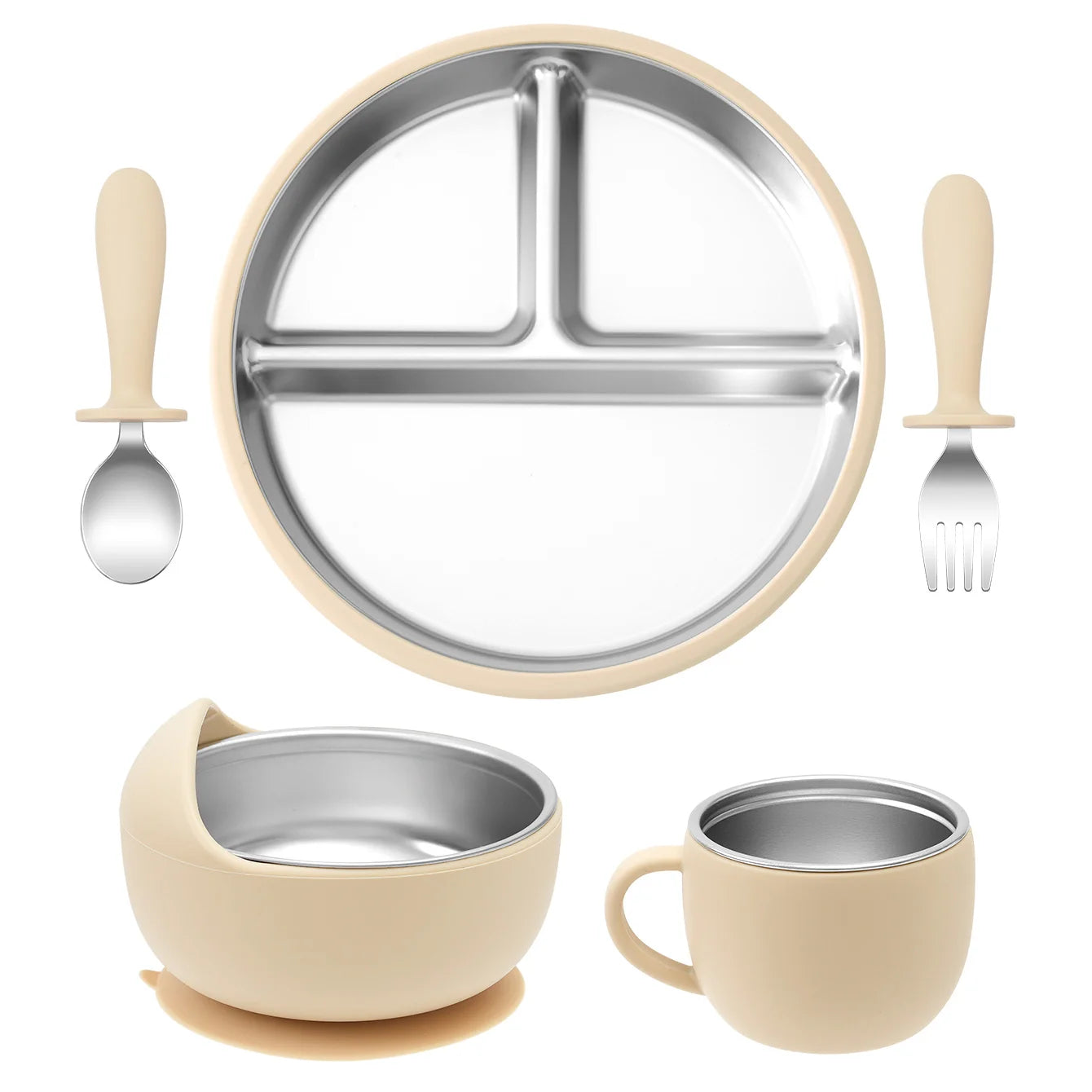 Stainless Steel Dishes Plate Baby Feeding Set