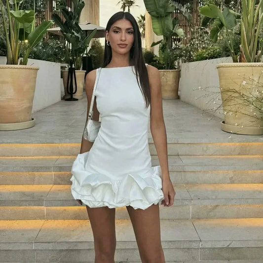 Women's Ruffle Backless Party Dress