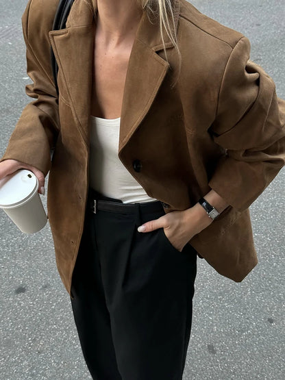 Vintage Women's Loose Suede Jacket