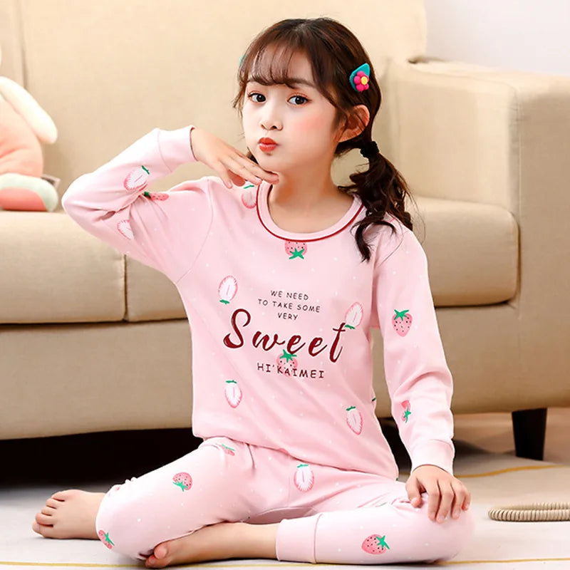 Cartoon Print Long Sleeve T-Shirt Tops + Pants Sets