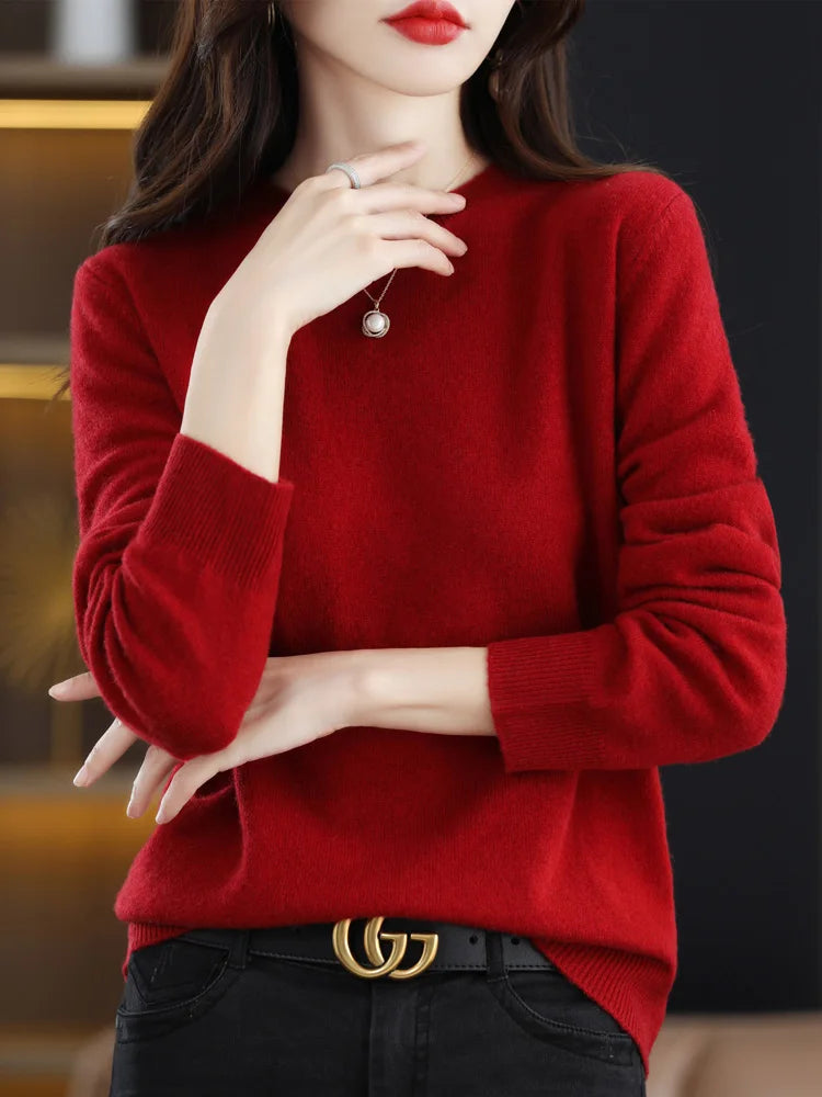 O-Neck Wool Sweater For Women