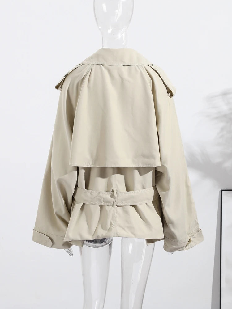 Lace Up Trench Coat With Belt Suit