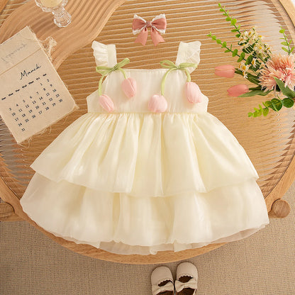 Summer Tulip Pattern Casual Princess Dress
