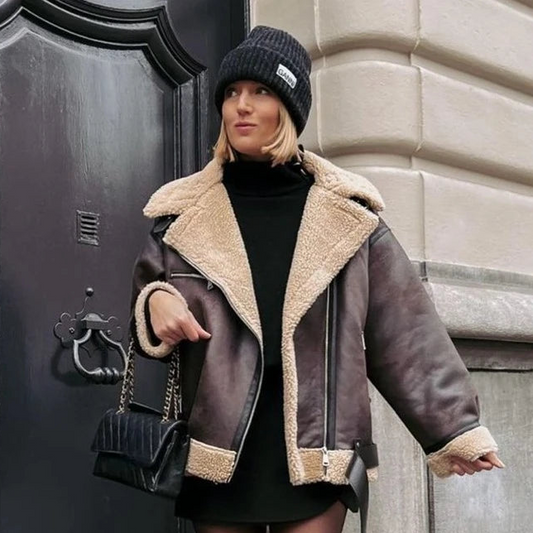 Oversized Warm Faux Leather Jacket