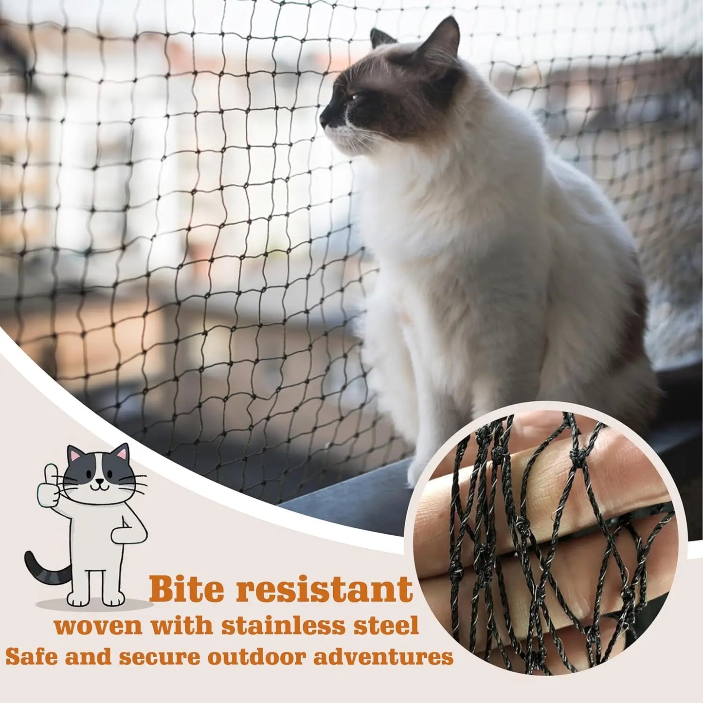 Steel Wire Reinforced Cat Anti-Fall Net