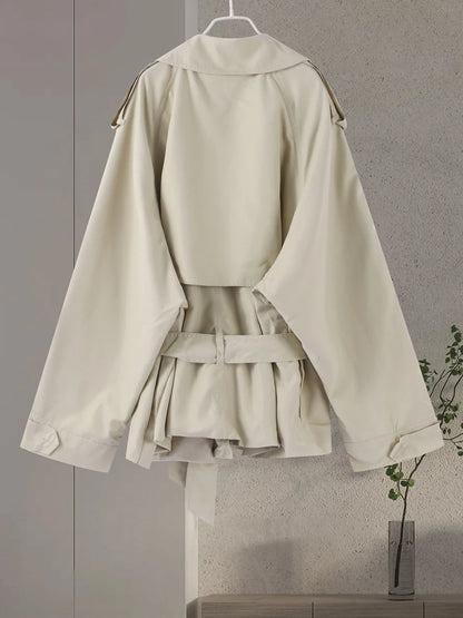 Lace Up Trench Coat With Belt Suit