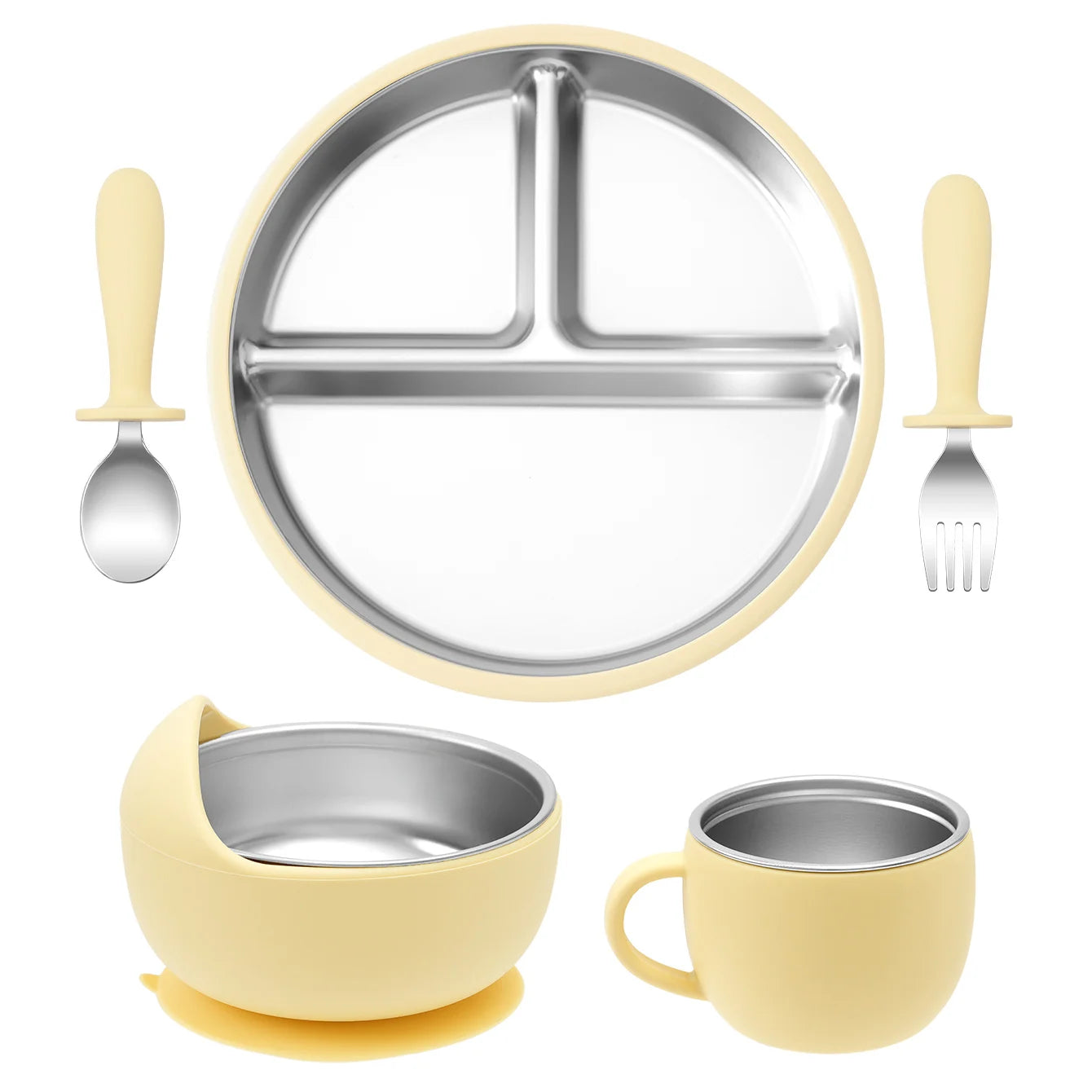 Stainless Steel Dishes Plate Baby Feeding Set