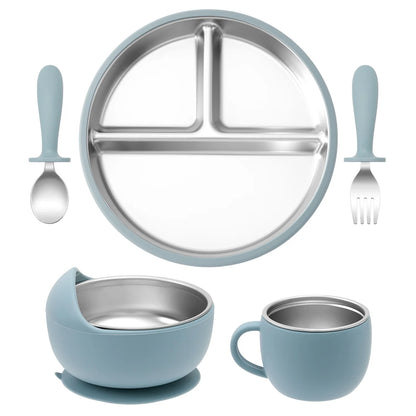 Stainless Steel Dishes Plate Baby Feeding Set