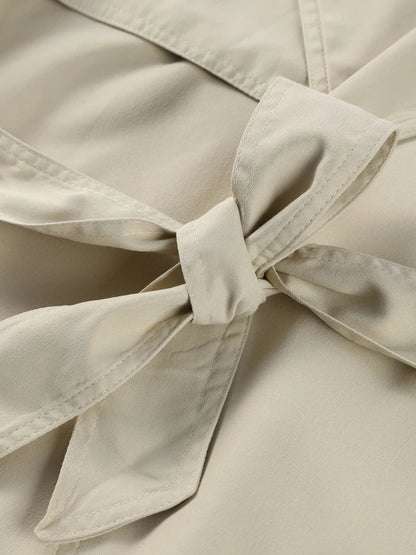 Lace Up Trench Coat With Belt Suit