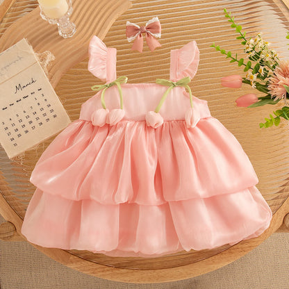 Summer Tulip Pattern Casual Princess Dress