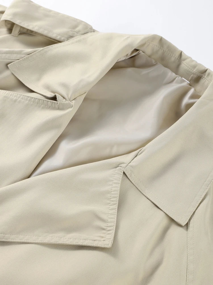 Lace Up Trench Coat With Belt Suit