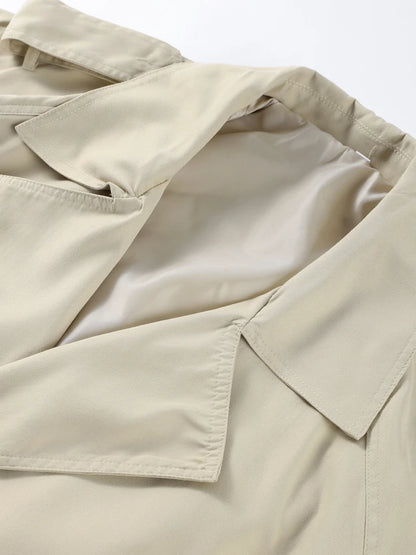 Lace Up Trench Coat With Belt Suit