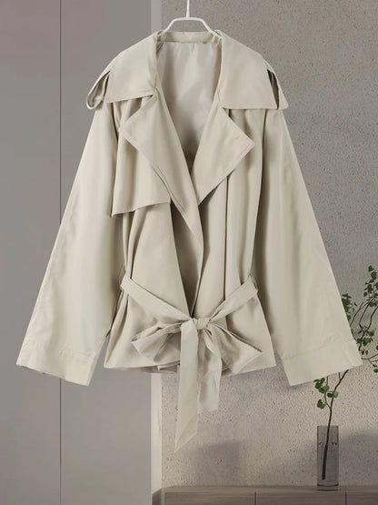 Lace Up Trench Coat With Belt Suit