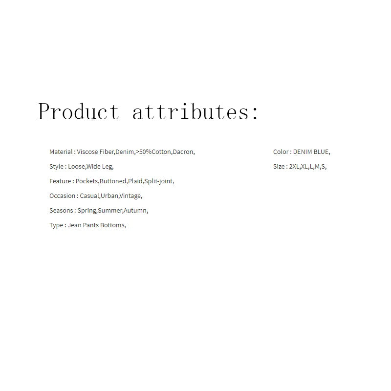 Wide Leg Loose Jeans Pant