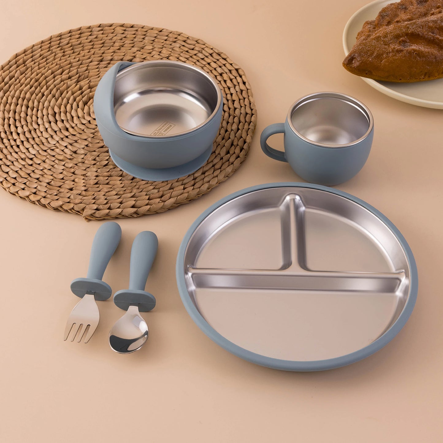 Stainless Steel Dishes Plate Baby Feeding Set