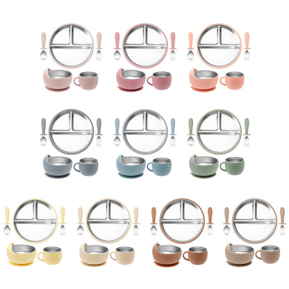 Stainless Steel Dishes Plate Baby Feeding Set