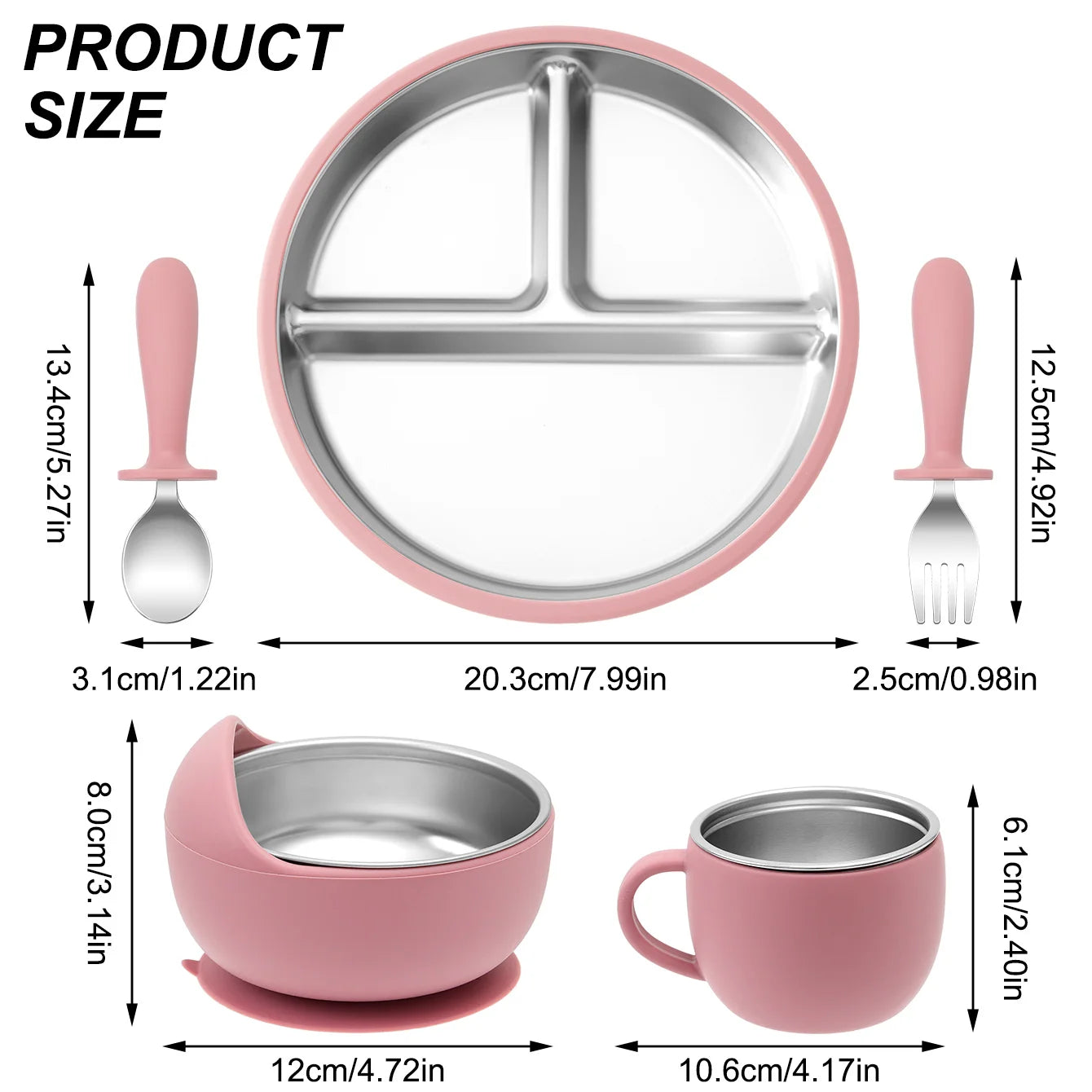 Stainless Steel Dishes Plate Baby Feeding Set
