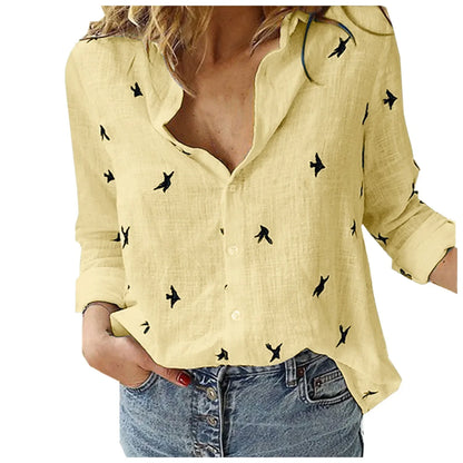 Elegant V-Neck Long-Sleeve Lady's Shirt