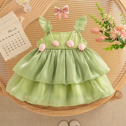 Summer Tulip Pattern Casual Princess Dress