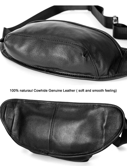 Men's Genuine Leather Waist Chest Pouch Bag