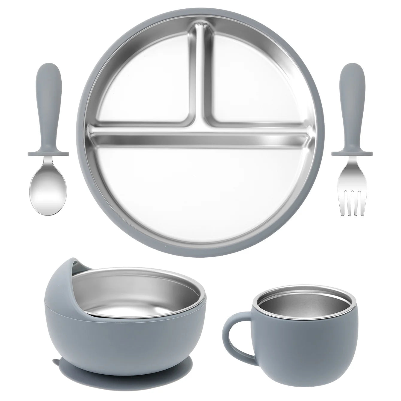 Stainless Steel Dishes Plate Baby Feeding Set