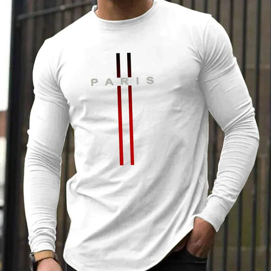 Men's Cotton Loose Printed Long Sleeve T-shirt