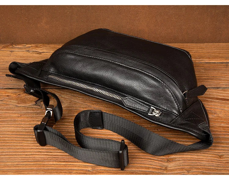 Men's Genuine Leather Waist Chest Pouch Bag