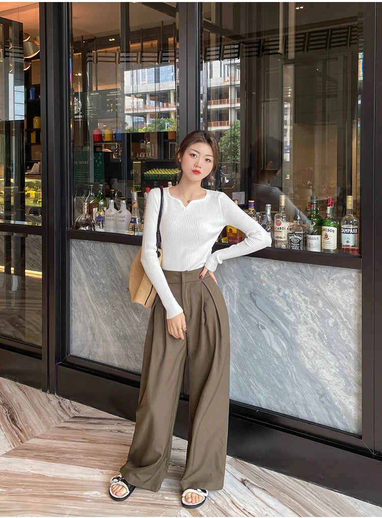 V-neck  Long Sleeve Bodycon Sweater