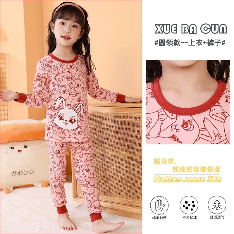 Cartoon Print Long Sleeve T-Shirt Tops + Pants Sets