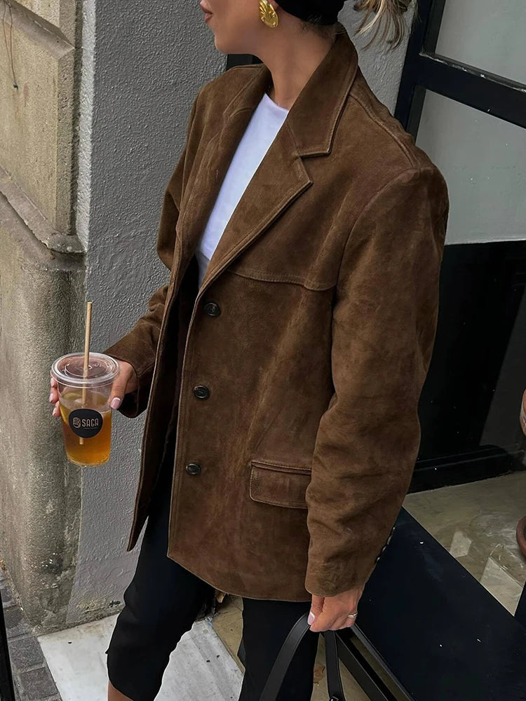 Vintage Women's Loose Suede Jacket