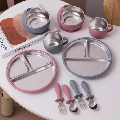 Stainless Steel Dishes Plate Baby Feeding Set