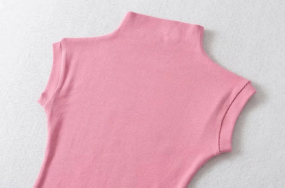 Turtleneck Sleeveless Pullovers T-Shirt