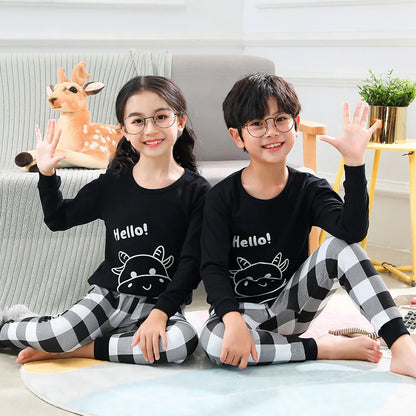 Cartoon Print Long Sleeve T-Shirt Tops + Pants Sets