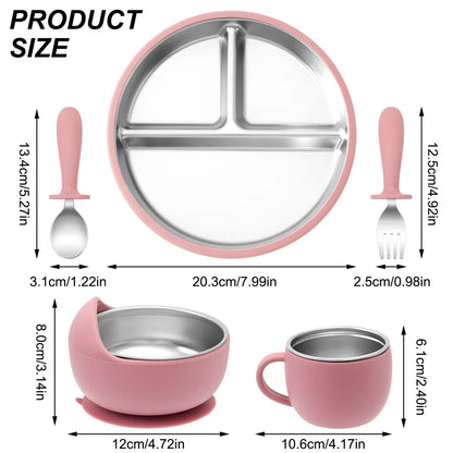 Stainless Steel Dishes Plate Baby Feeding Set