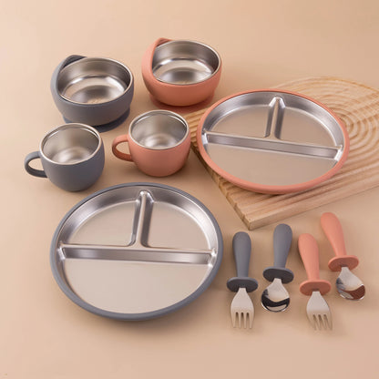 Stainless Steel Dishes Plate Baby Feeding Set