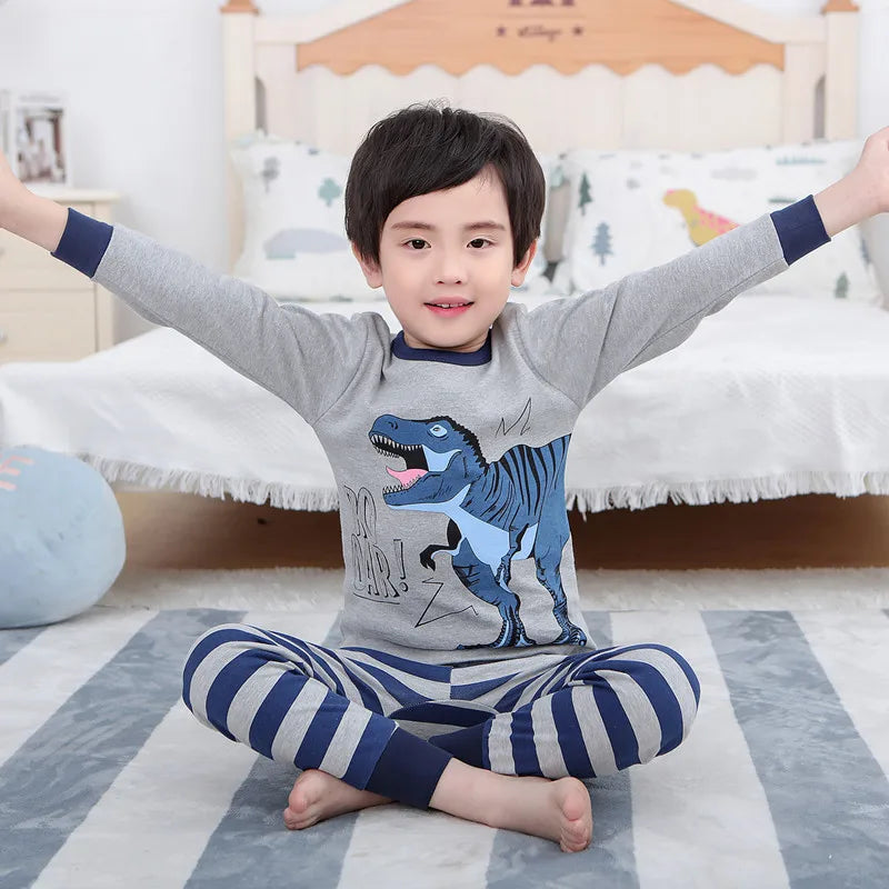 Cartoon Print Long Sleeve T-Shirt Tops + Pants Sets