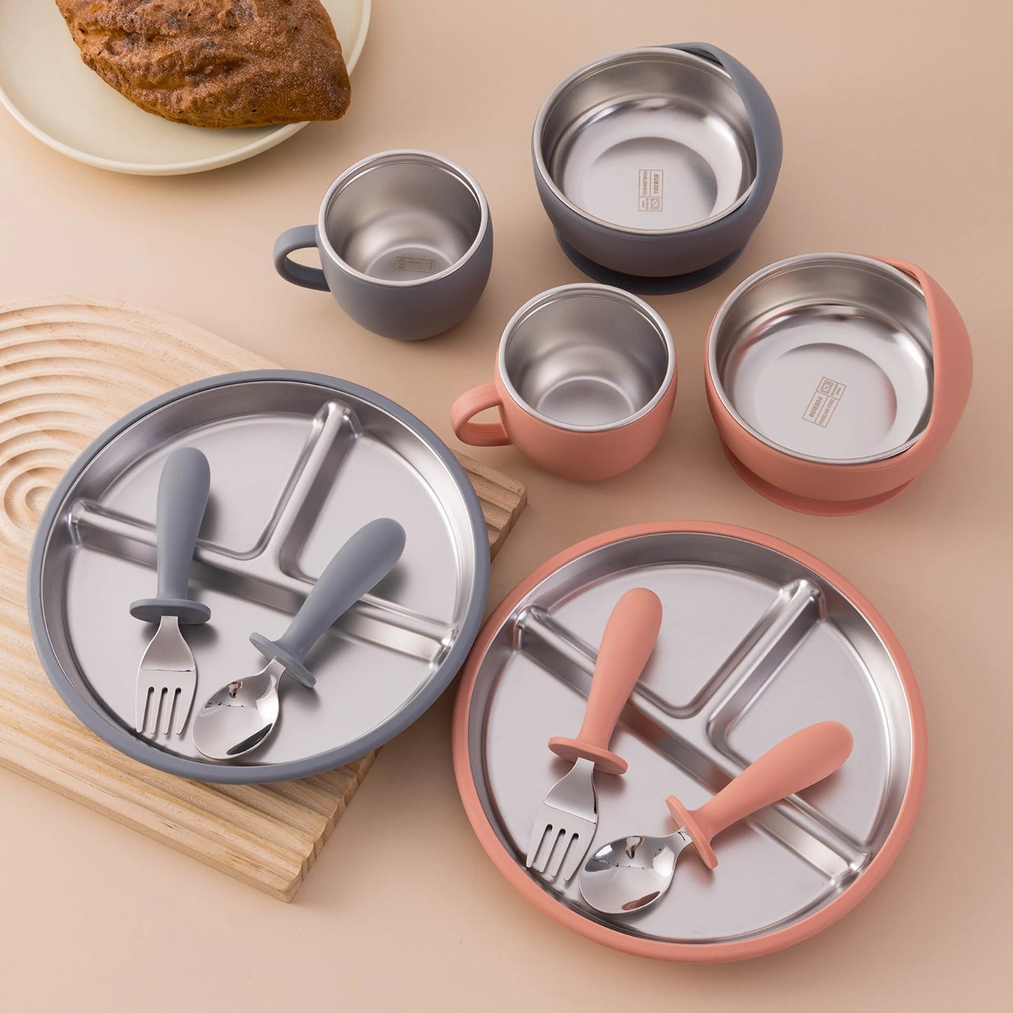 Stainless Steel Dishes Plate Baby Feeding Set
