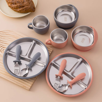 Stainless Steel Dishes Plate Baby Feeding Set