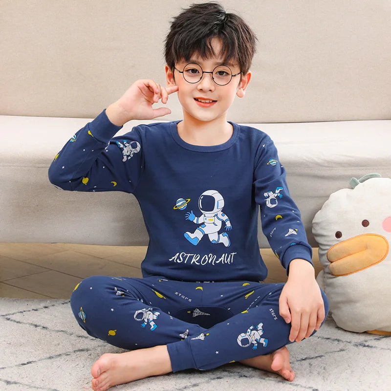Cartoon Print Long Sleeve T-Shirt Tops + Pants Sets
